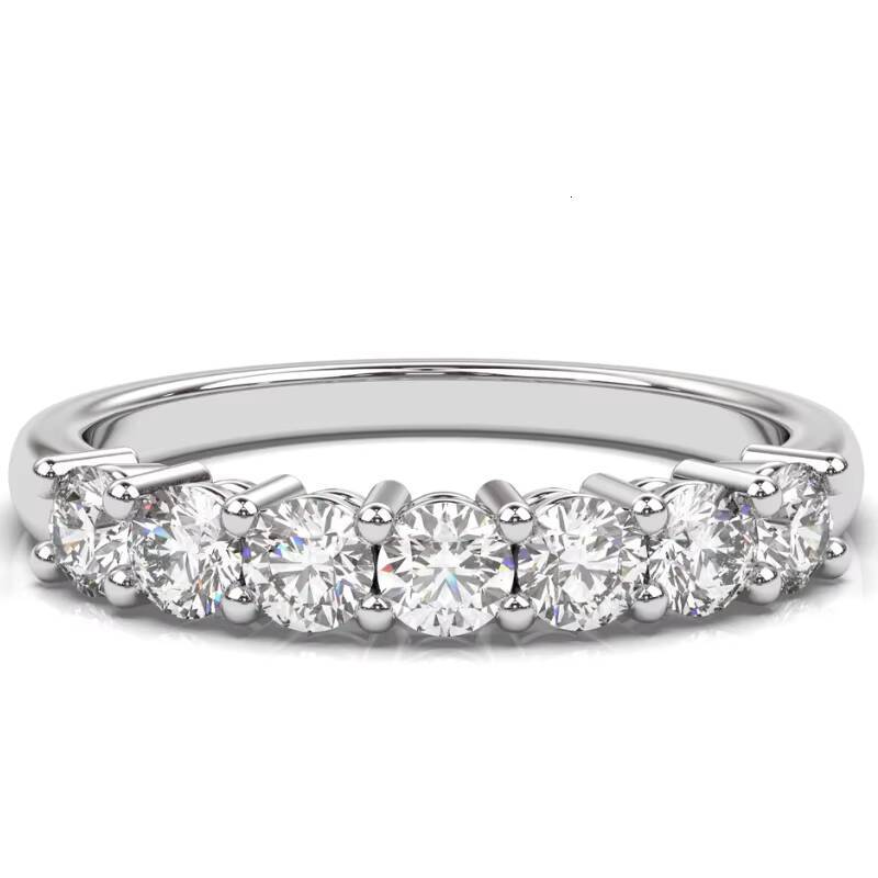 10K Solid Gold Engagement Ring 7 Stone Moissanite Wedding Band Custom Two Tone Moissanite Ring