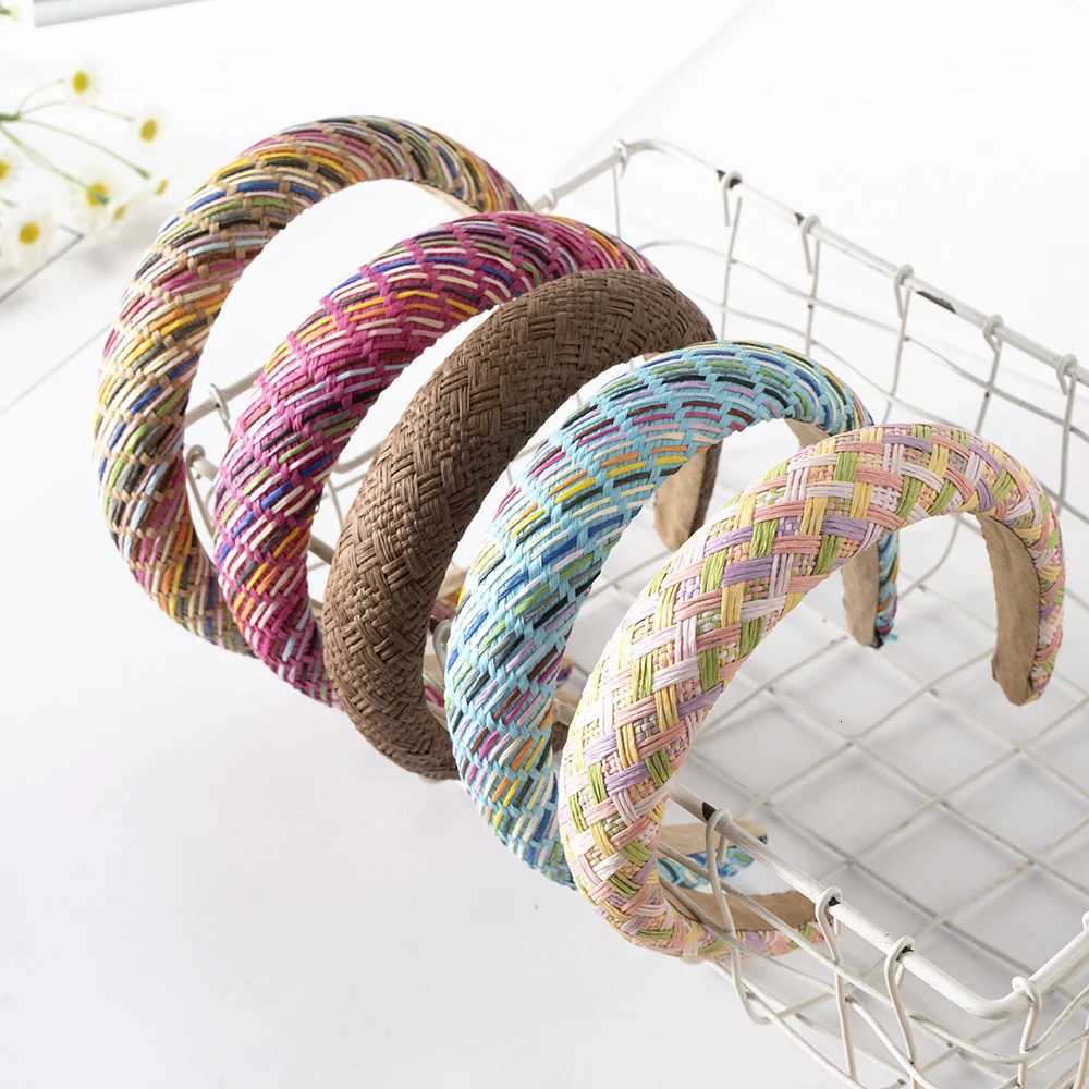 Vintage Straw Weave Band For Wen Raffia Hairbands Girls Stripe Hair Hoop Band Turban Bezel Women Fashion Hair Accessories X250812