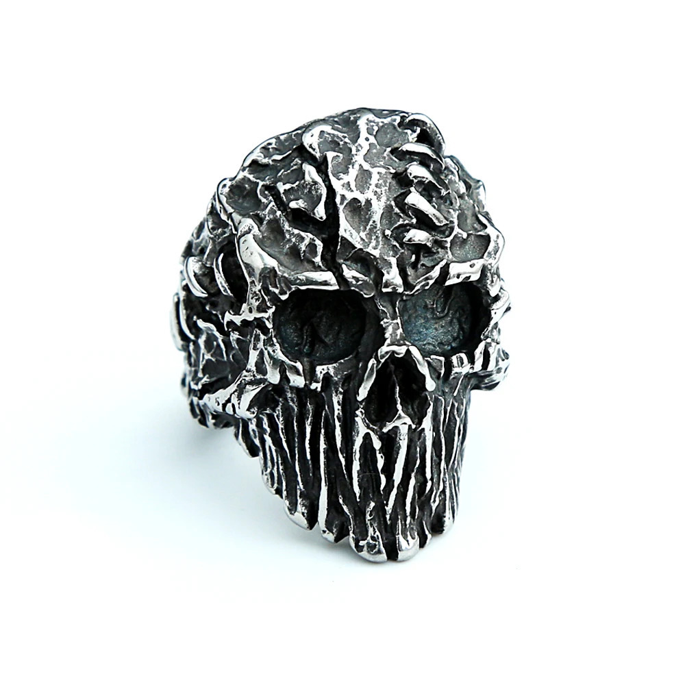 Gothic Vintage Black Devil Skull Rings Steampunk Stainless Steel Skull Ring Mens Hiphop Motorcycle Rock Biker Jewelry Wholesale 250812