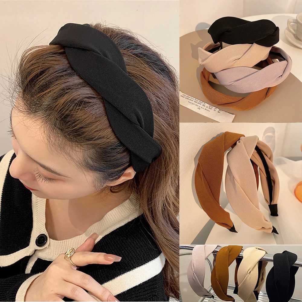 Solid Braided Vintage Soft Elastic Band for Women Fashion Wide Side Hair Band Hoop Wear Girls Hairband Hair Accessories X250812