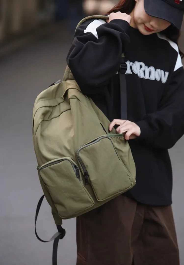 Japanese Preppy Grunge Solid Y2k Backpack Fashion Women Casual Schoolbags Streetwear Trendy Ins Backpacks for College Students Y250811