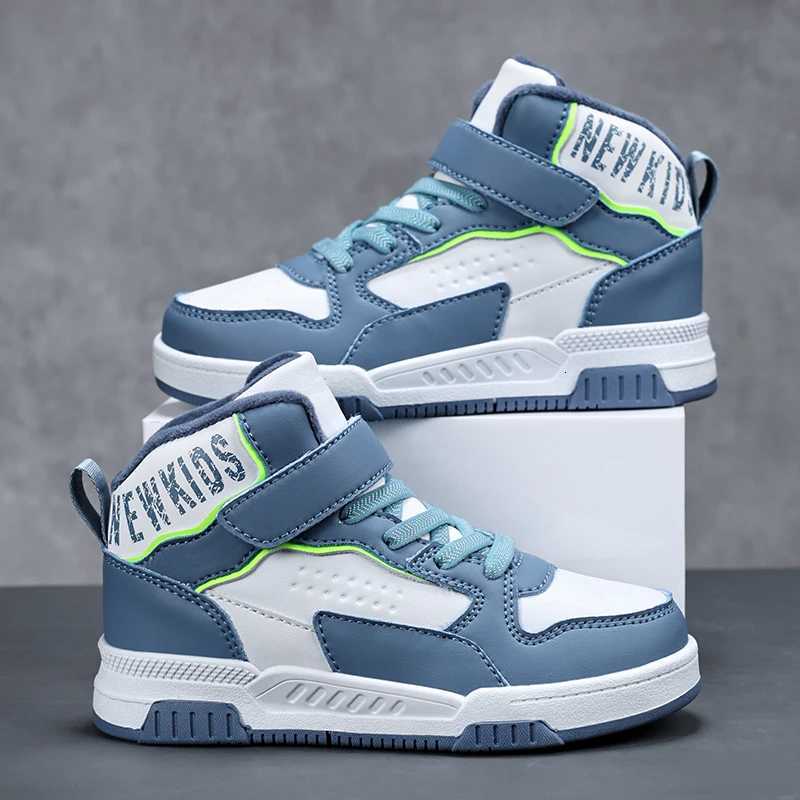 Popular Autumn and Winter High-Top Sneakers for Boys and Girls New Velvet Warm Casual Shoes for Older Children Running Shoes M250812