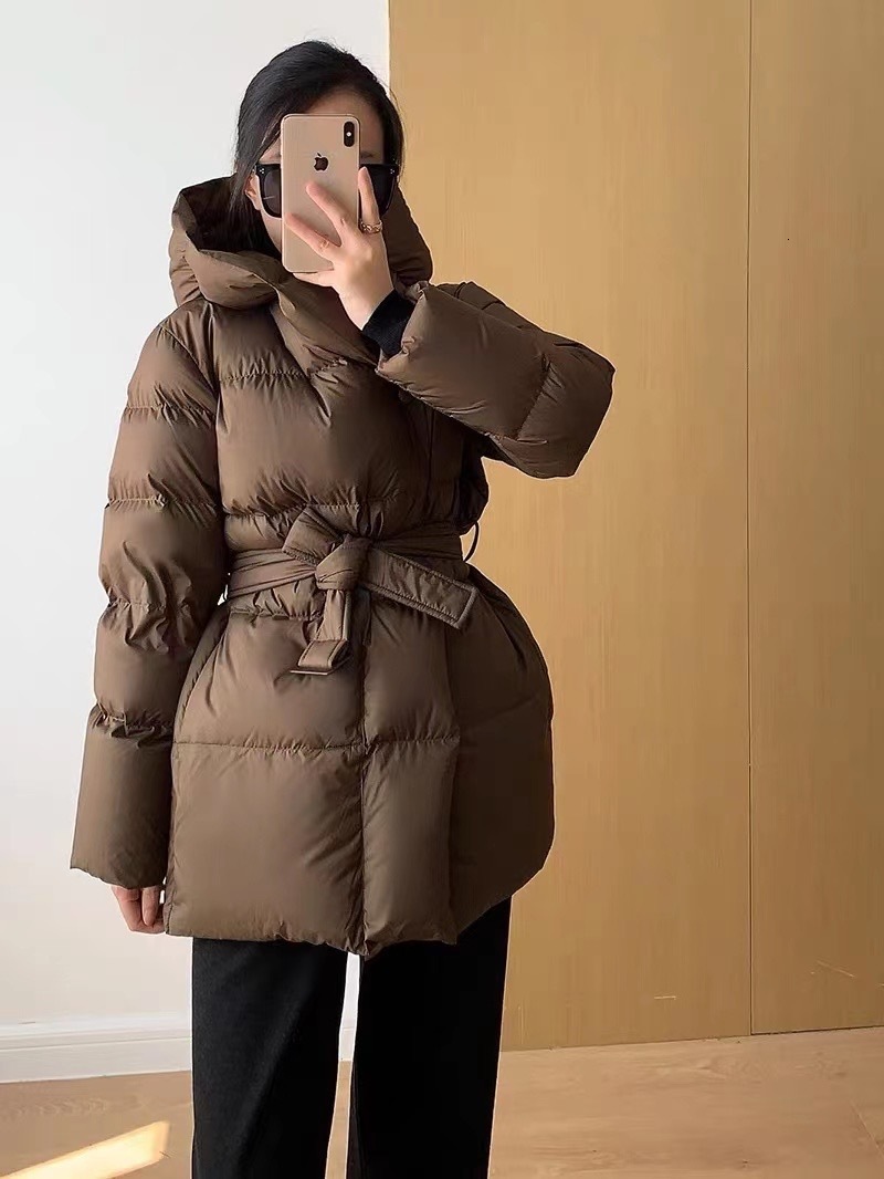 Jiangnan Style 2024 Winter New Short Waist-Cinching Hooded Down Jacket for Women White Duck Down Belted Slimming Coat for Women 241122