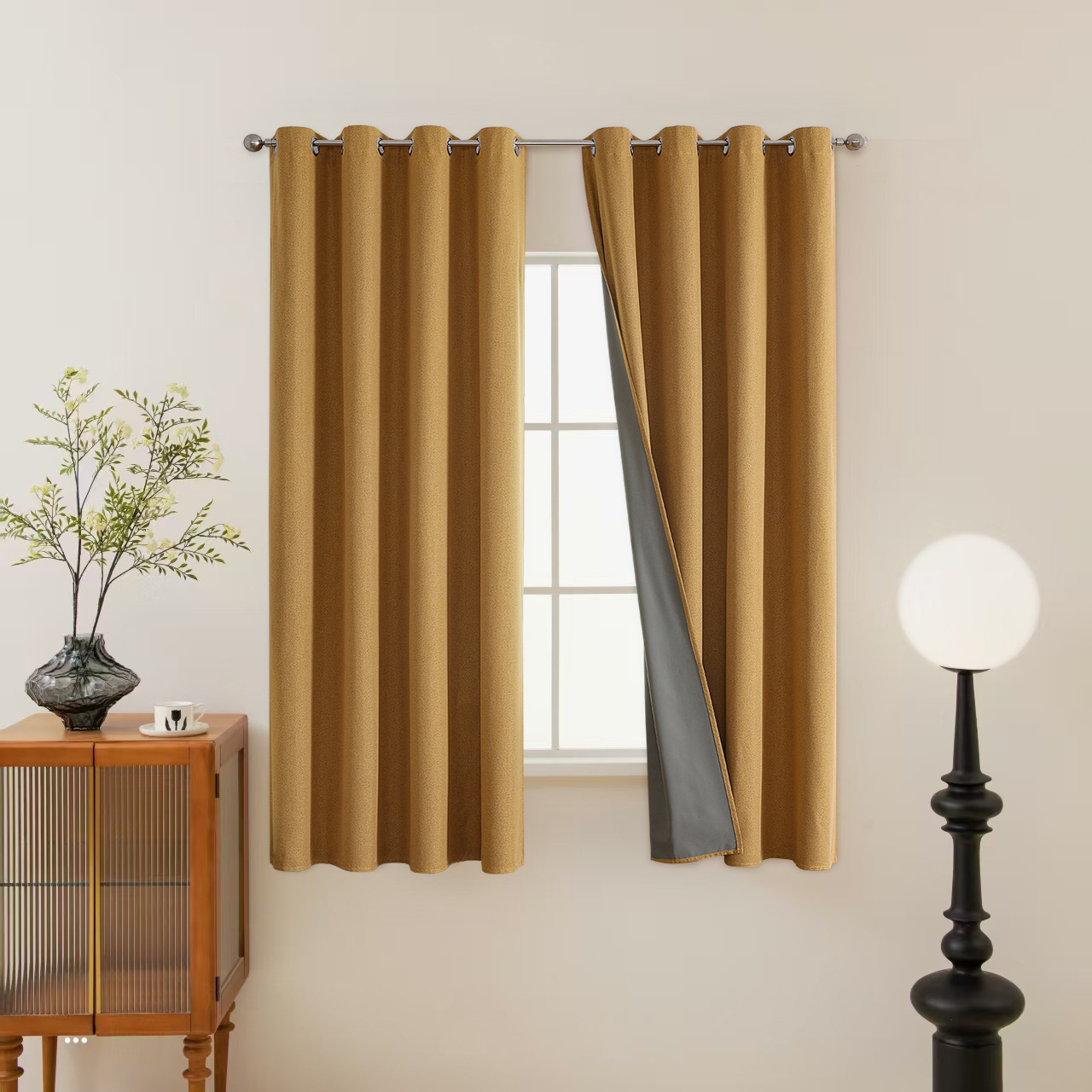 YL-36998 flat double-sided linen curtain fabric high light-proof sunshade soundproof cotton and linen curtain finished product for living room and bed