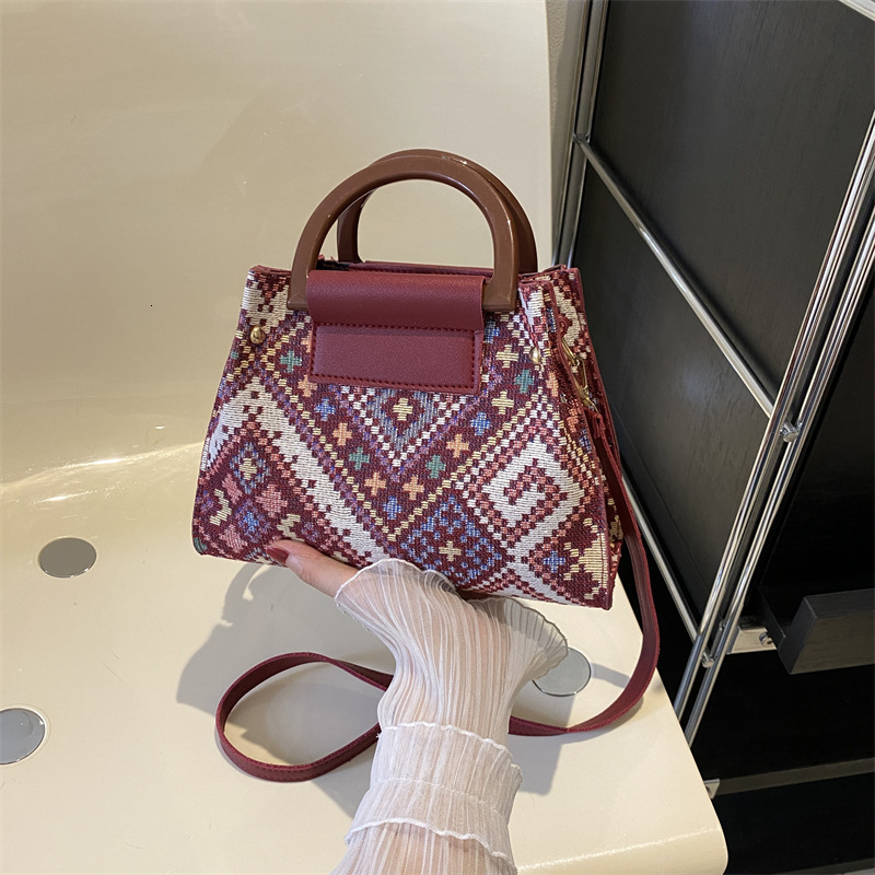 Fashion Ethnic Style Large Capacity for Women Summer New Trendy Casual Single Shoulder Underarm Small Square Bag ddmymarket
