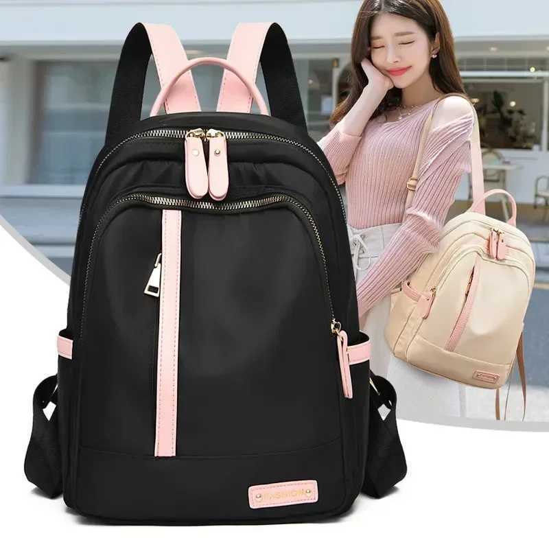 Large Capacity Contrast Color Backpack for Women School Bags for Teenager Waterproof Oxford Travel Rucksack Knapsack Bolsa Y250811