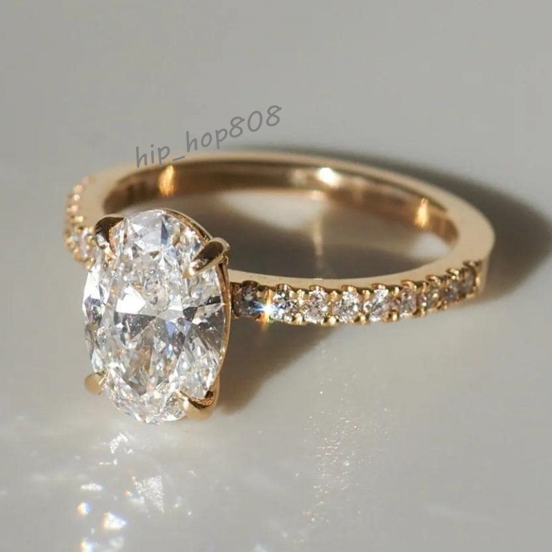 Custom GRA VVs Elongated Oval Cut Moissanite Diamond Engagement Ring Solid Gold Plated 925 Sterling Silver for Women Men Jewelry