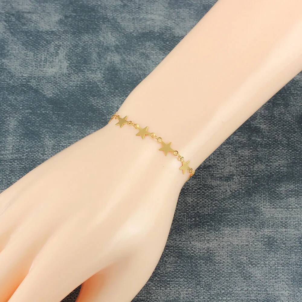 Stainless Steel Chain Bracelet For Women Sier Gold Color Charm Cross Star Female Trendy Jewelry Wholesale 7 8 9 Inch