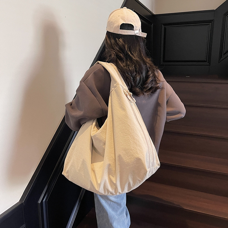 Canvas Women New Casual Simple Single Shoulder Large Capacity Shopping Commuter Tote Bag