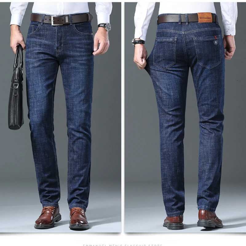 Male All-match Brand Trousers Four Season Mens High Quality Jeans Business Casual High Waist Denim Pants Simplicity Cool X250812