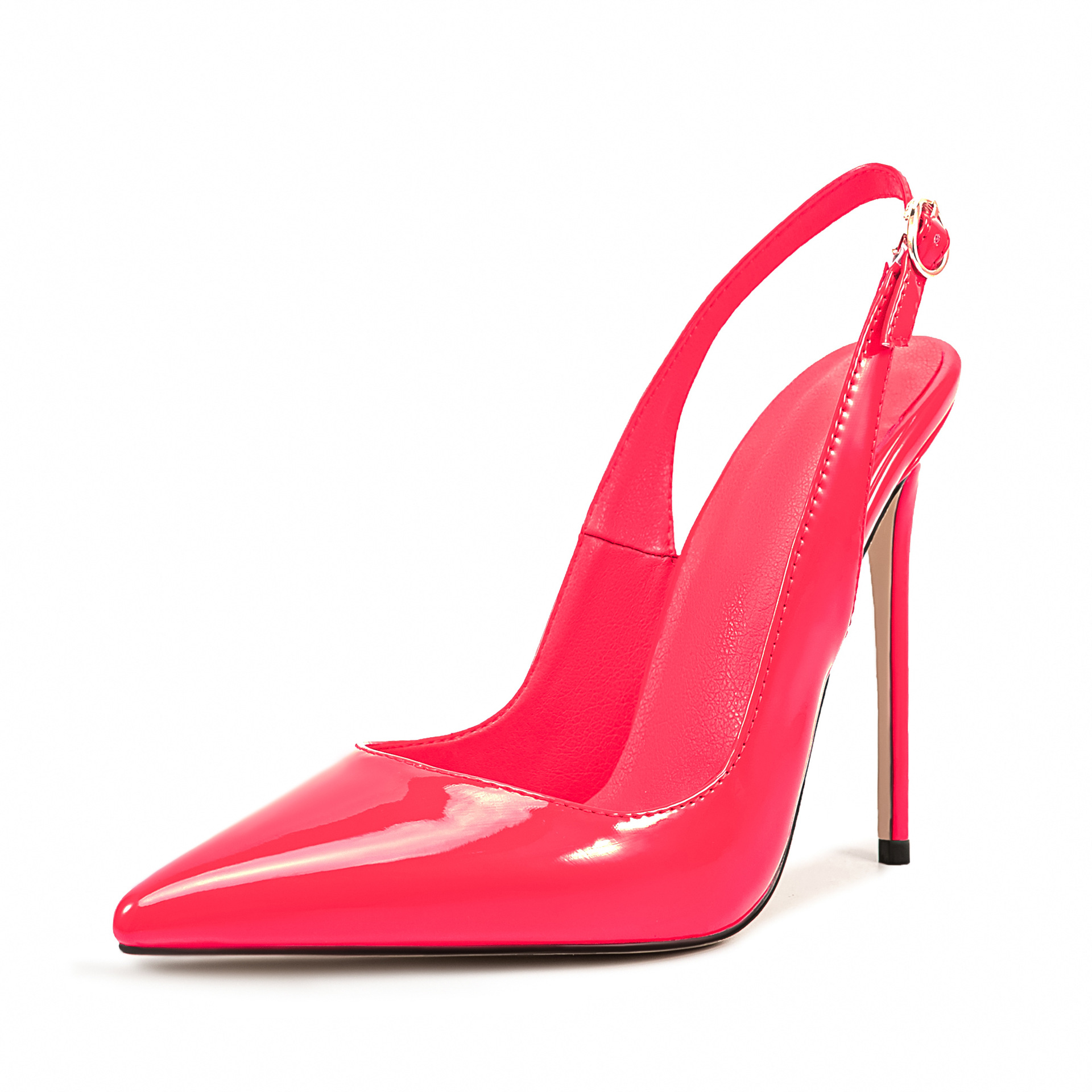 Gradient Gloss Stiletto Sandals - 8/10/12cm Adjustable Heel Pointed Toe Pumps (Barbie Pink/Sunshine Yellow/Magenta Rush/Fire Red)