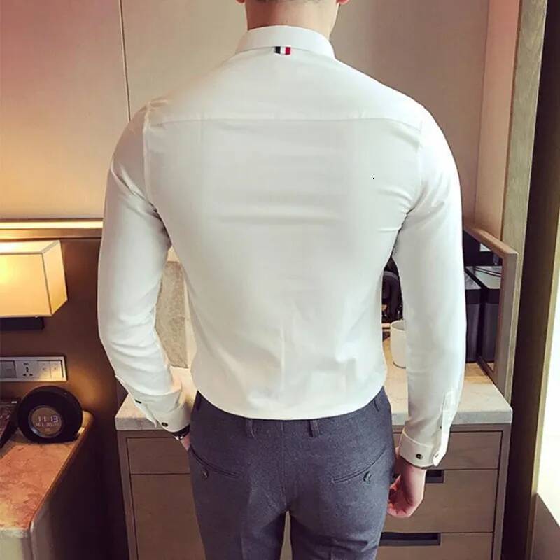 Brand Clothing Male Spring High Quality Long Sleeve Mens Slim Fit lapel Leisure Shirts Fashion Tops Plus Size S-3XL ddmymarket