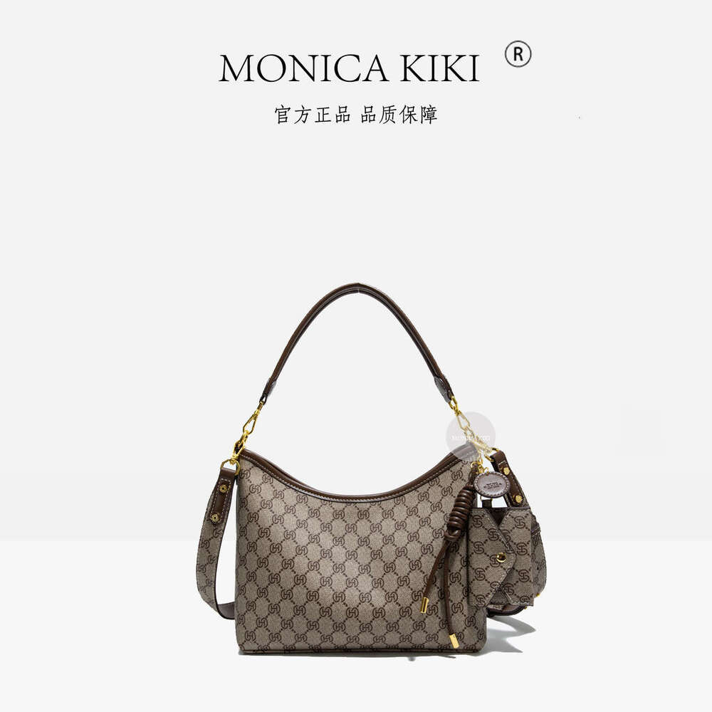 Qiqi Gray Monica Floral Print Vintage Handbag Tote for Women 2025 New Versatile Shoulder Bag Large Capacity