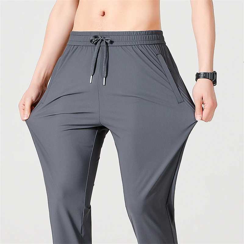 100% Ice Silk Mens Trousers Summer Thin Style Business Casual Pants Outdoor Stretch Breathable Straight Leg Loose Long Trousers W250812