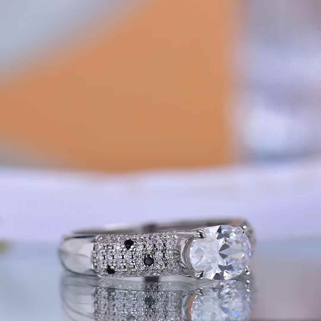 Sparkling Oval Moissanite Ring with Snake Textured Band Ideal for Engagement Statement Style Eye Catching Outfits