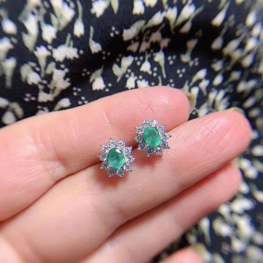 Wholesale Fashion 925 Sterling Silver Ladies Bulk Drop Earring Boho Statement Emerald Earrings for Women