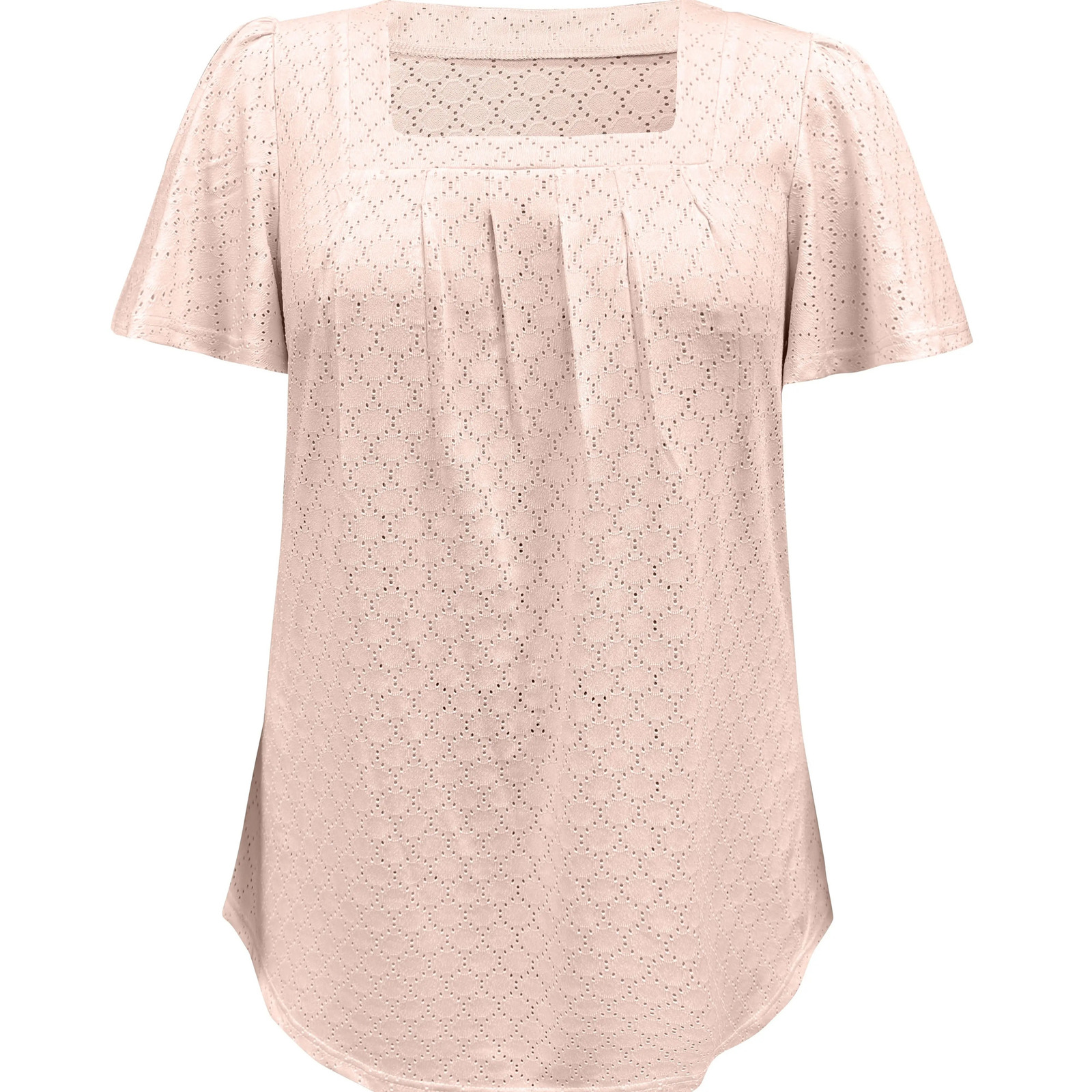 Plus size spring and summer fashionable elegant hollow tops for women office wear loose ruffle sleeves versatile 250806