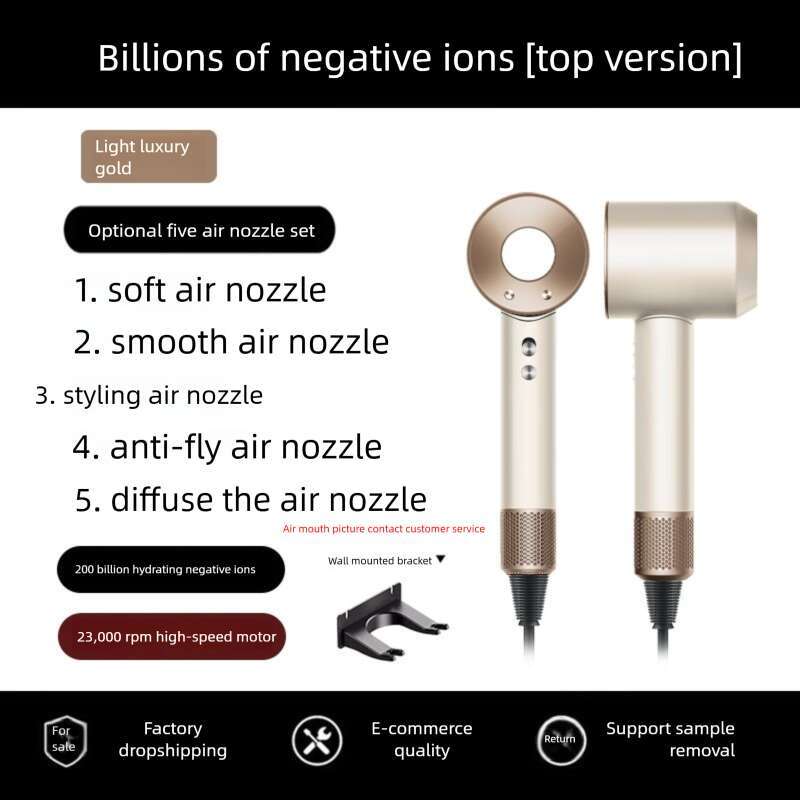 Huaqiangbei Mousen Top High Speed Salon Home Use Power Negative Ion Leafless Hollow Hair Dryer