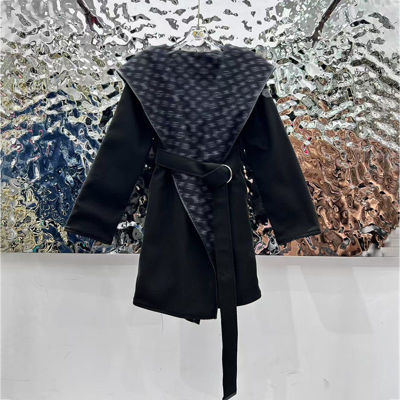 Luxury brand women's high-end new wool coat designer fashion letter pocket mink coat high quality temperament cashmere jacket loose long