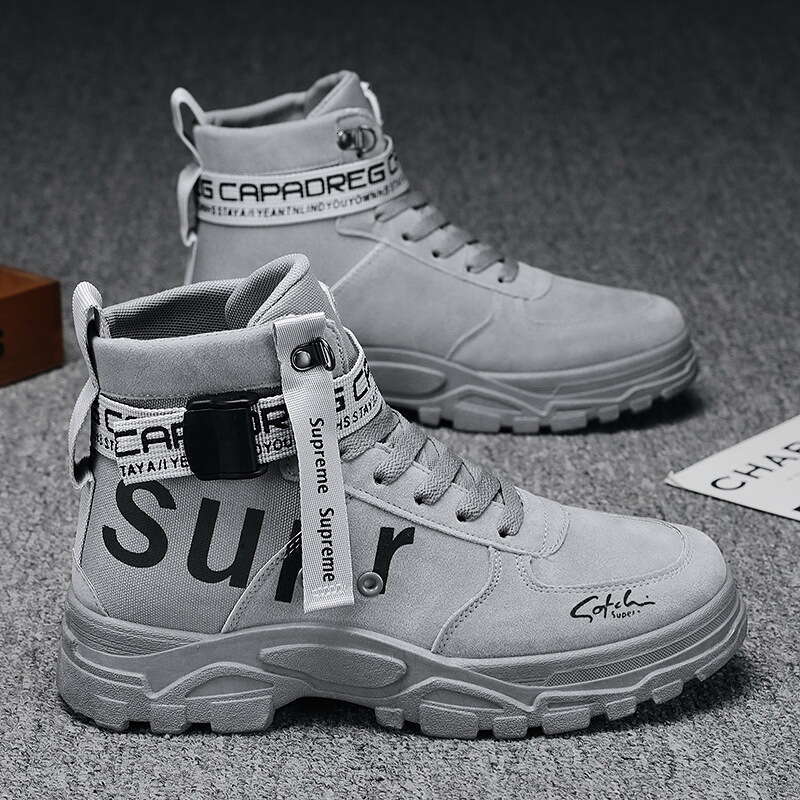 2024 New Spring Free shipping and Autumn Versatile Round Toe High-top Trendy Martin Military Boots Men's Shoes