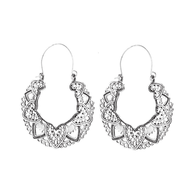 Ethnic Style Fan-Shaped Hollow Earrings For Women, Totem Earrings, Fashionable Alloy Accessories