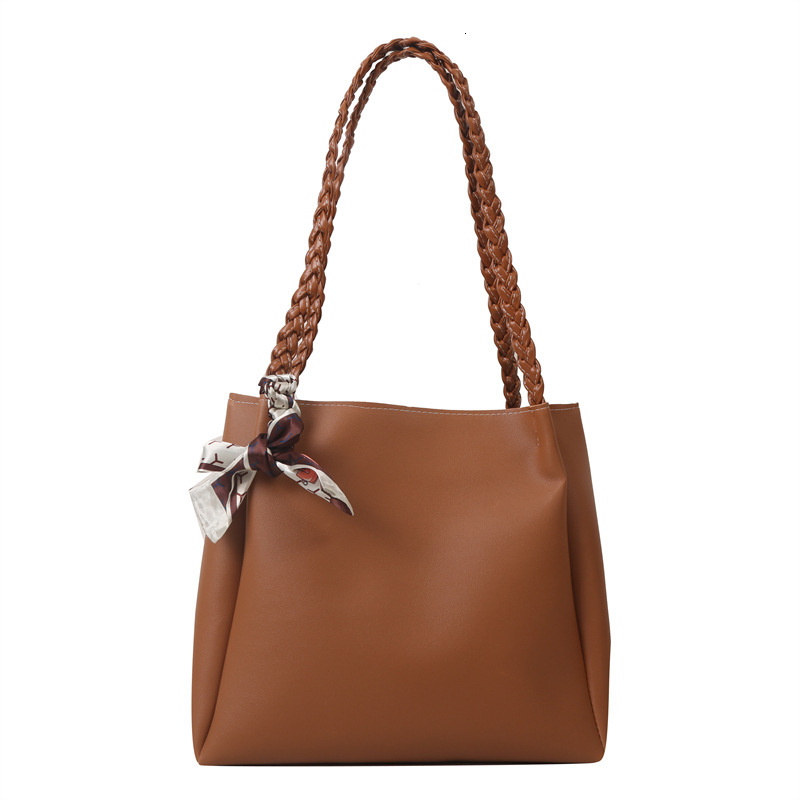 Large Capacity Casual Early Autumn New Textured Fashion Solid Color Scarf Stylish Commuter Tote Shoulder Bag ddmymarket