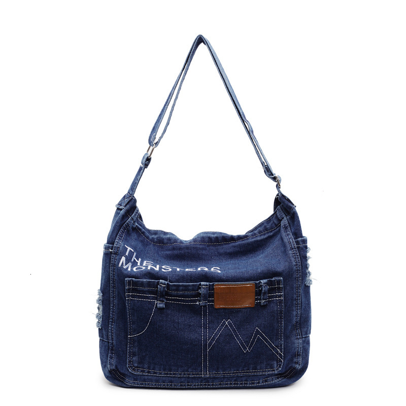 Design Washed Denim Travel Trend Large Capacity Shoulder Lazy Style Student Commuter Crossbody Bag
