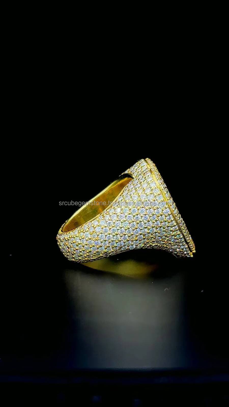 Women Love Heart Moissanite Baguette Gemstone Ring Anti-allergy 925 Silver Luxury Pearl 18K Gold Plated Hip Hop Style Jewelry