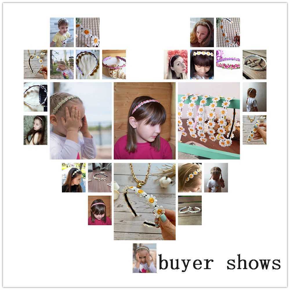 Boho Chic Daisy Girls Bands Wen Solid Embroidery Flower Hair Bands Kids Candy Chrysanthemum Hair Accessories X250812
