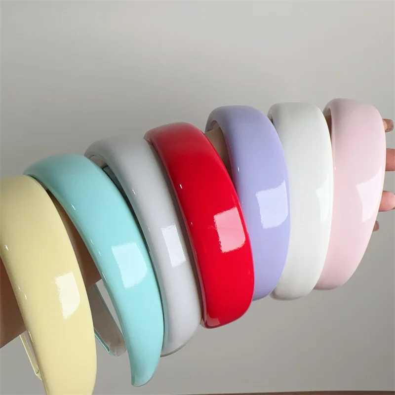 Summer Dopamine Candy Color Glossy Patent Leather Sponge Wide Bands for Women Girls Sweet Hair Hoop Fem Retro Dress X250812
