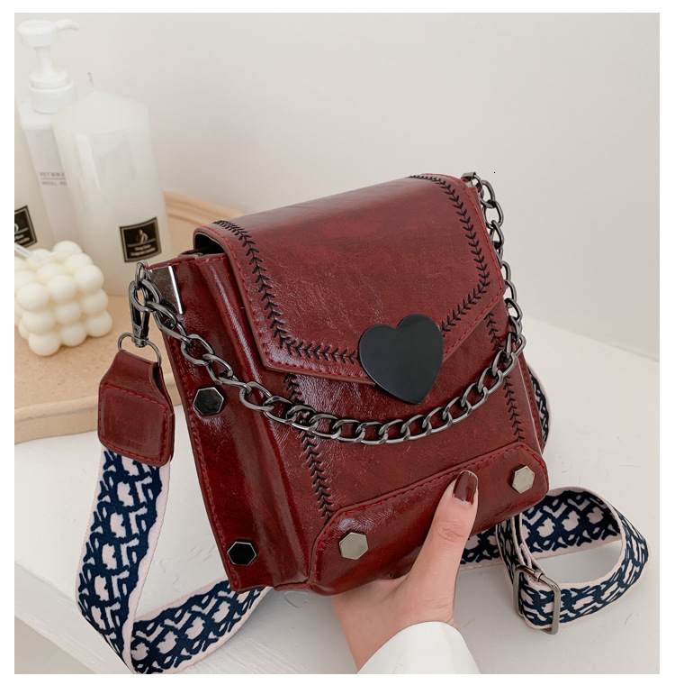 Internet Celebrity for Women New Trendy Korean Version Versatile Textured Crossbody Wide Strap Fashion Single Shoulder Small Square Bag ddmymarket