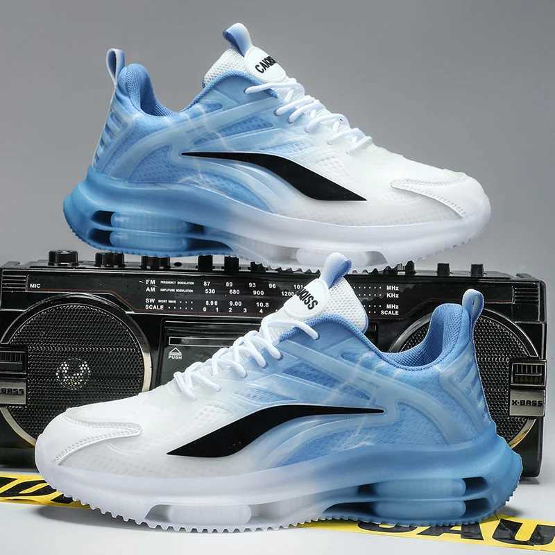 Mens Breathable Sports Shoes - Mesh Breathable Plaid Cushioning Running Shoes for Basketball Tennis and Casual Use Z250812