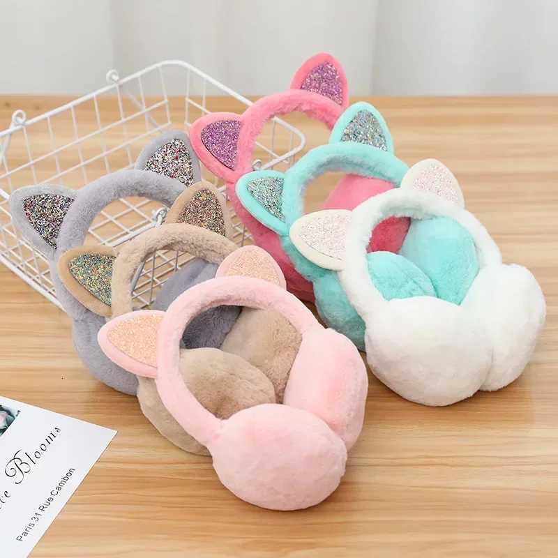 New Lovely Winter Warm Cat Ear Warmers Glitter Ears Plush Earmuffs for Women Playful Girls Ear Muffs Cold Protection Warm Hot XJ250812