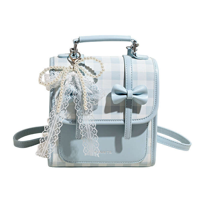 New Niche Design Small Backpack Korean Style Casual Outdoor Handbag High-End Simple Double Shoulder Bag-with Lace & Pearl Decoration