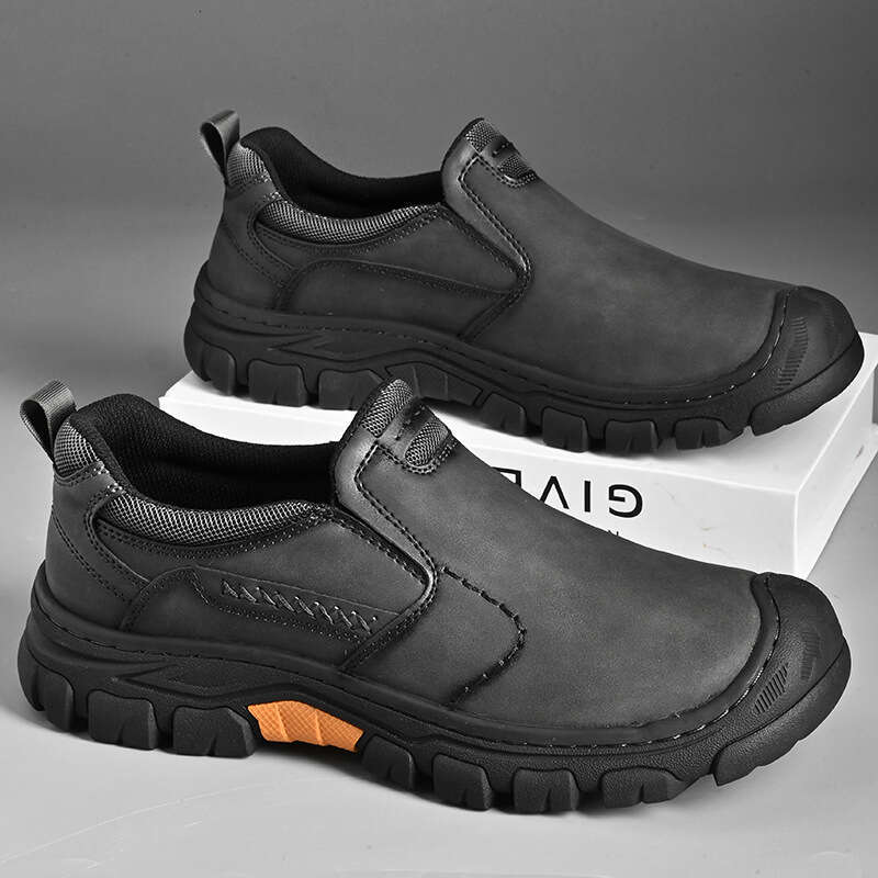 Thick Sole Wear-Resistant Closed-Toe Outdoor Hiking Work Casual Men's Leather Shoes