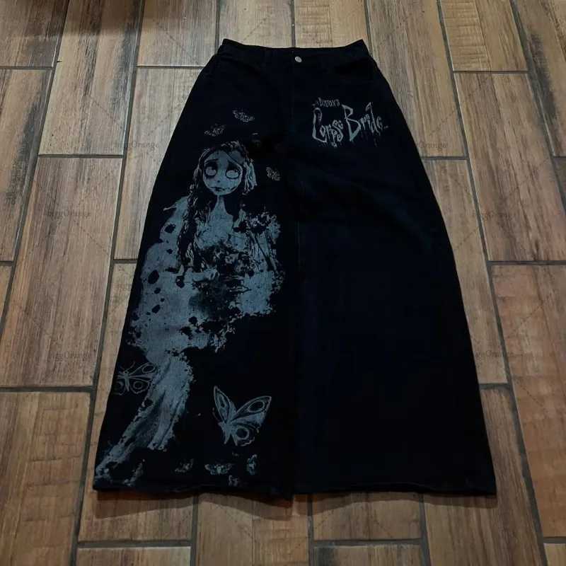 Goth Retro Street Clothing Men Loose American Casual Oversized Straight Wide-leg Pants Dark Harajuku Oversized Jeans Women W250812