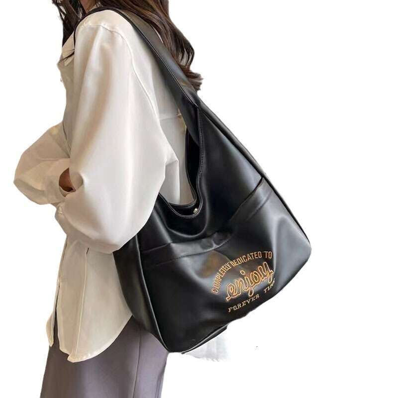Spring And Summer New Large Capacity Tote Wide Strap PU Leather Embroidered Shoulder Women's Bag B5