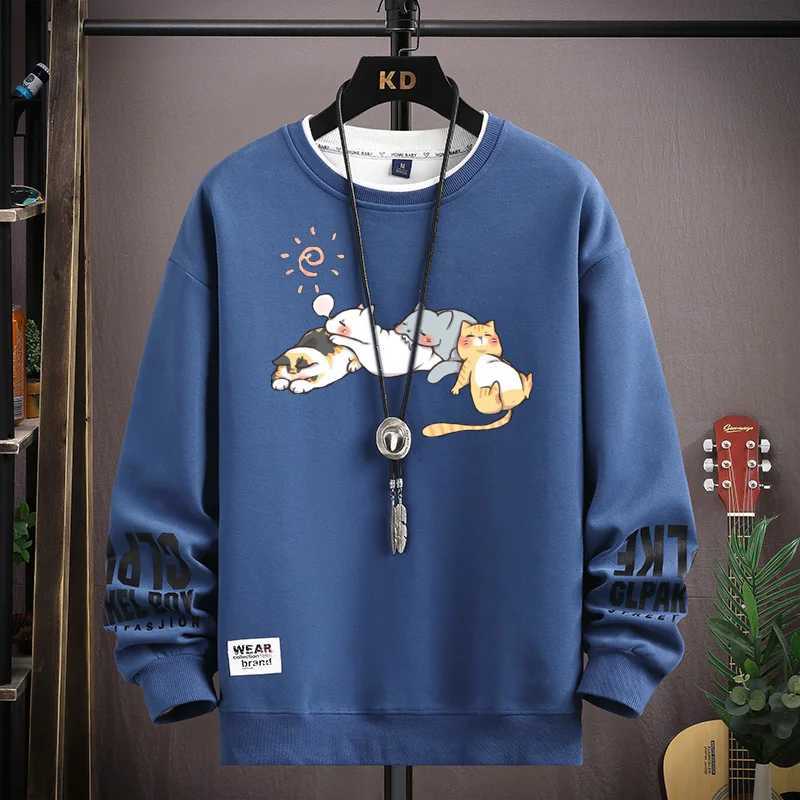 Spring Autumn Men Clothing Sweatshirt Japan Fashion Streetwear Long Sleeved Hoodies Men Casual Harajuku Cartoon Sweatshirt Men Y250811