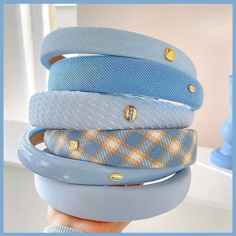 Blue Series Sponge Band Wen Elegant Gold Label New Korean Style Wide Brimmed Hair Hoop Fashion Girl Face Wash Hair Band X250812