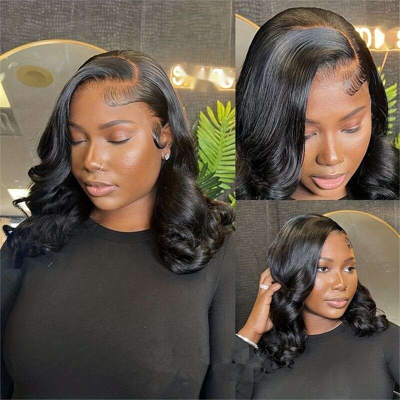 Medium Long Body Wave Curly Wavy 13X4 Lace Front Human Wig Natural Hairline With Baby Hair