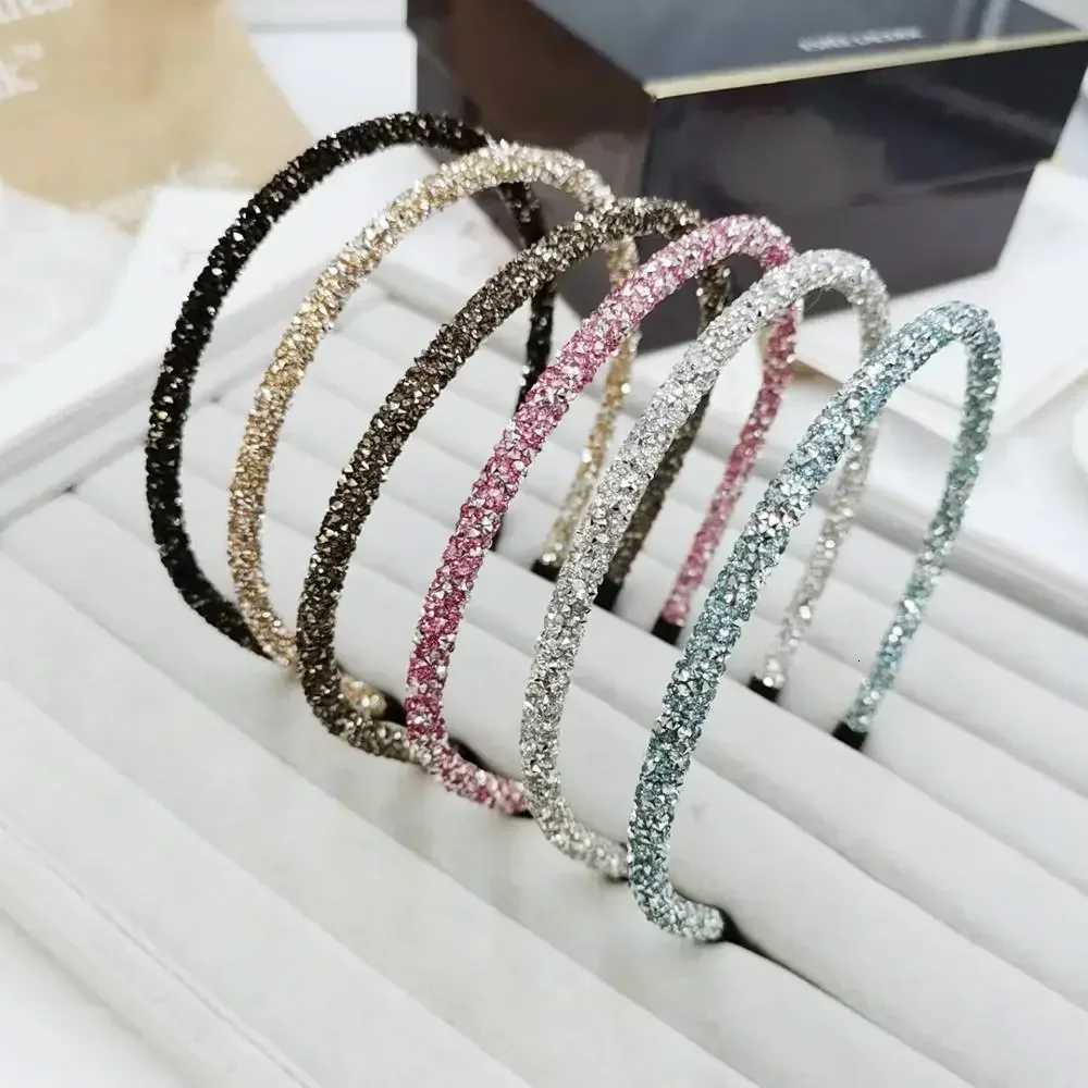 Fashion Korea Crystal Soft Band for Women Rhinestone Hairband Beads Bezel Girls Hair Accessories Simple Wear X250812