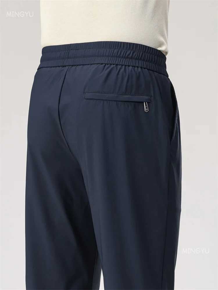 Summer High Stretch Smooth Ice Silk Casual Pants Men Thin Soft Elastic Waist Korean Gray Sweatpants Sports Jogging Trousers Men W250812