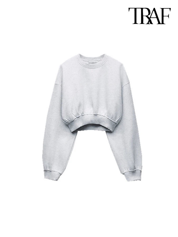 TRAF Womens Basic Solid Color Cotton Stretch Suit Casual Sweatshirt Lace-Up Pants Sweatsuit Urban Fashion Womens Sweatsuit 250805