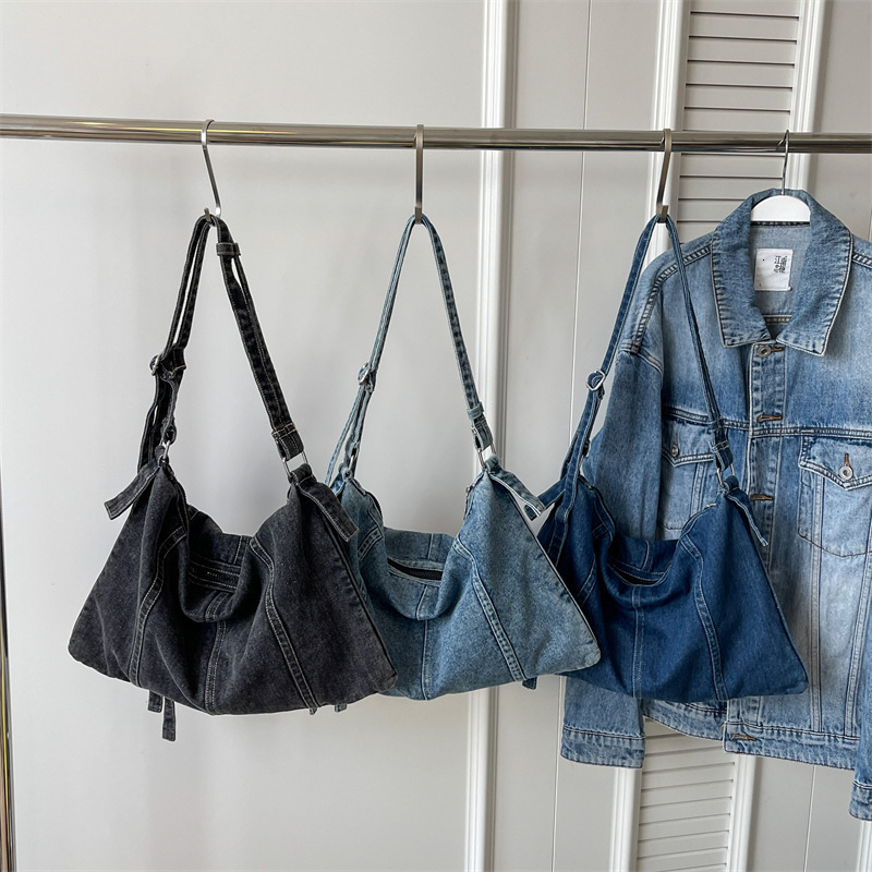 Denim for Women New Fashion Commuting High-end Feel Single Shoulder Crossbody Large Capacity Tote Bag