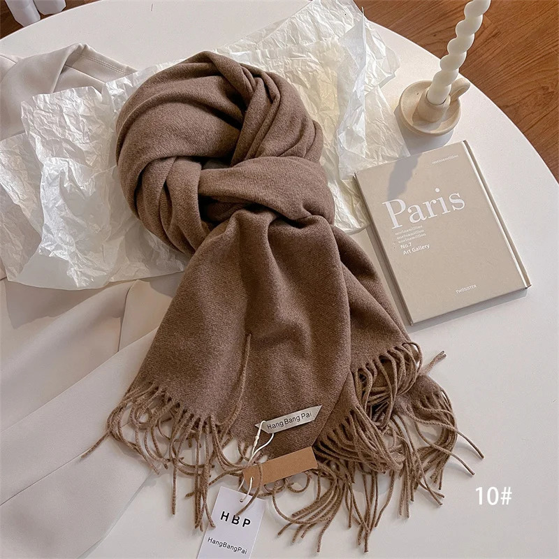 Winter Wool Scarf Women Cashmere Warm Pashmina Foulard Female Shawls Wraps Thick Soft Bufanda Scarves Stole 250812