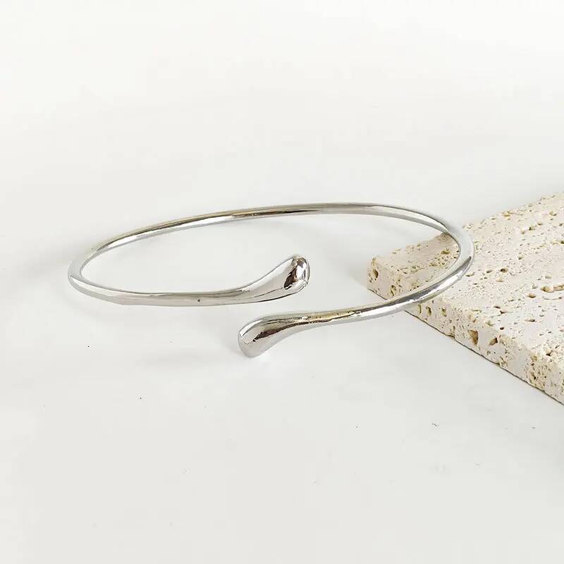 Stainless Steel Water Drop Shape Upper Arm Bracelet for Women Trendy Geometric Adjustable Bangles Vintage Simple Jewelry Gifts