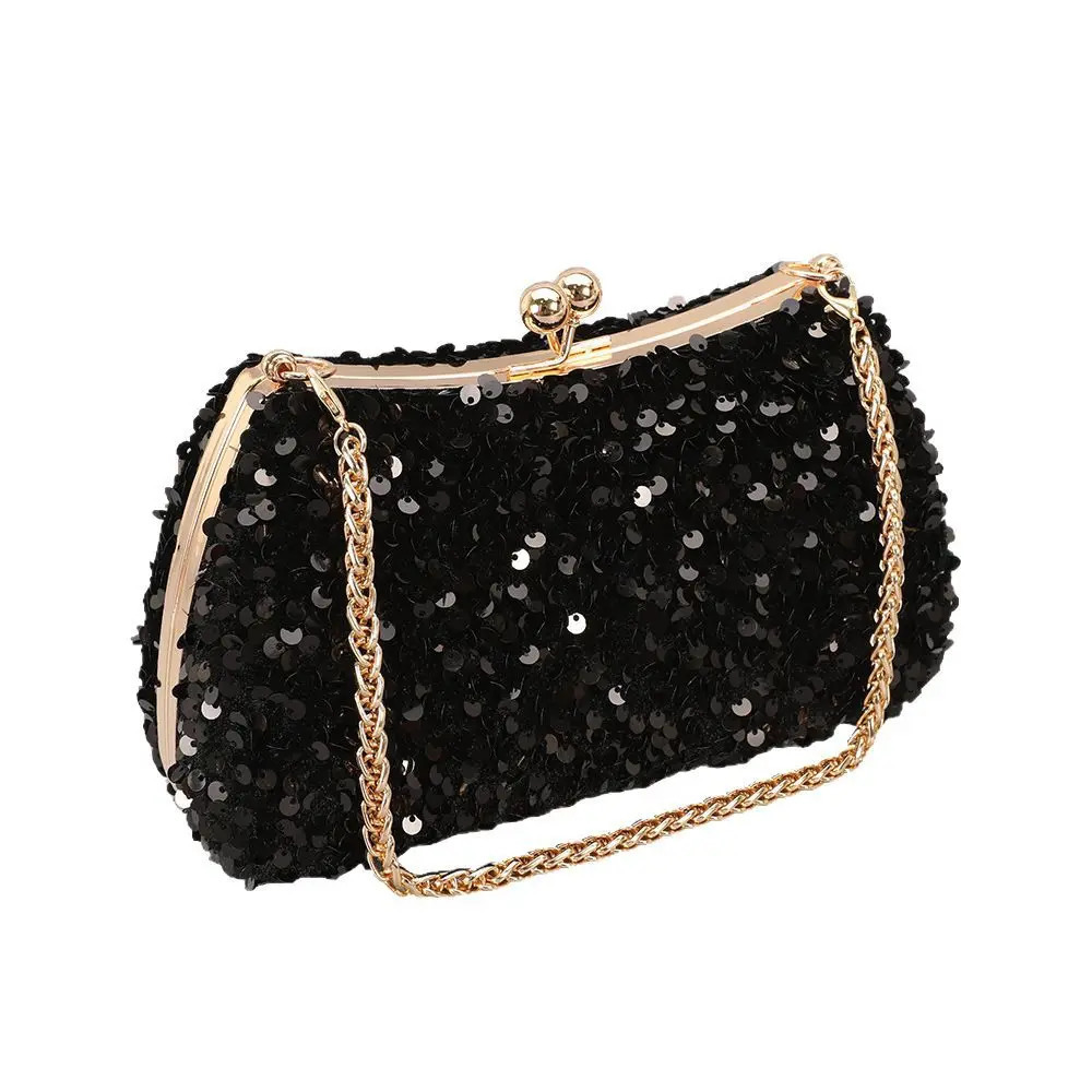 Trendy Chain-Strap Sequin Bag - Handmade Gold Beaded Evening Clutch For Women Glittering Crystal-Encrusted Evening Clutch Bag 250809