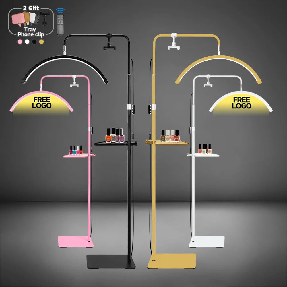Free 23inch 45W Moon Lamp Floor Led Half Ring Light With s Salon Lash For Eyelash Makeup Tattoo 250729