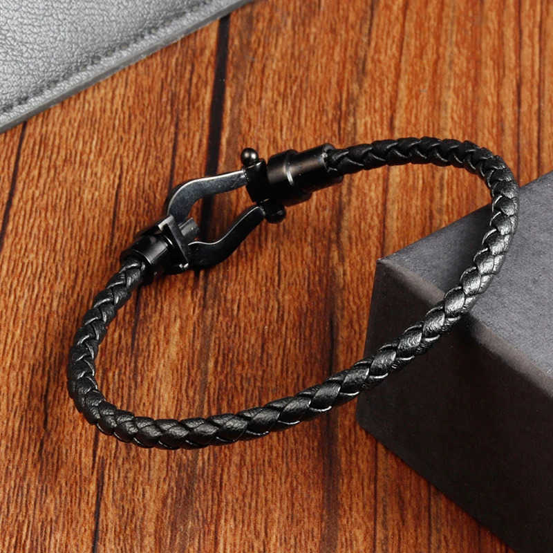 Fashion Rope Men Bracelet Double Layer Leather Bracelet for Men Stainless Steel Accessories for Lover Husband Jewelry Gift M250812 - view 3