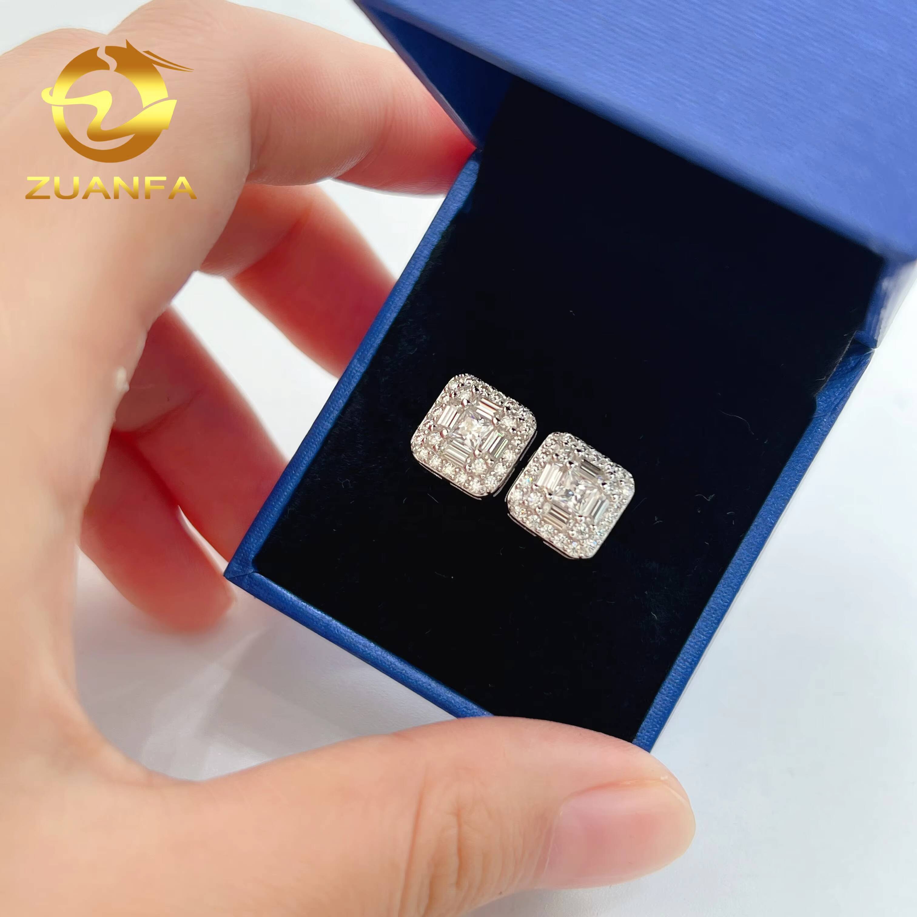 Fashion Fine Jewelry Sterling Silver 925 Hip Hop Earrings Vvs Moissanite Diamond Iced Out Earring